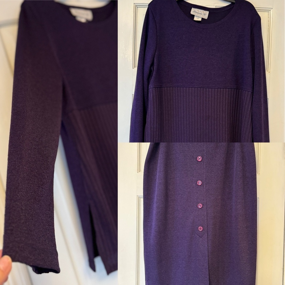 Vintage Purple Midi Pencil Skirt Set Chic and Stylish